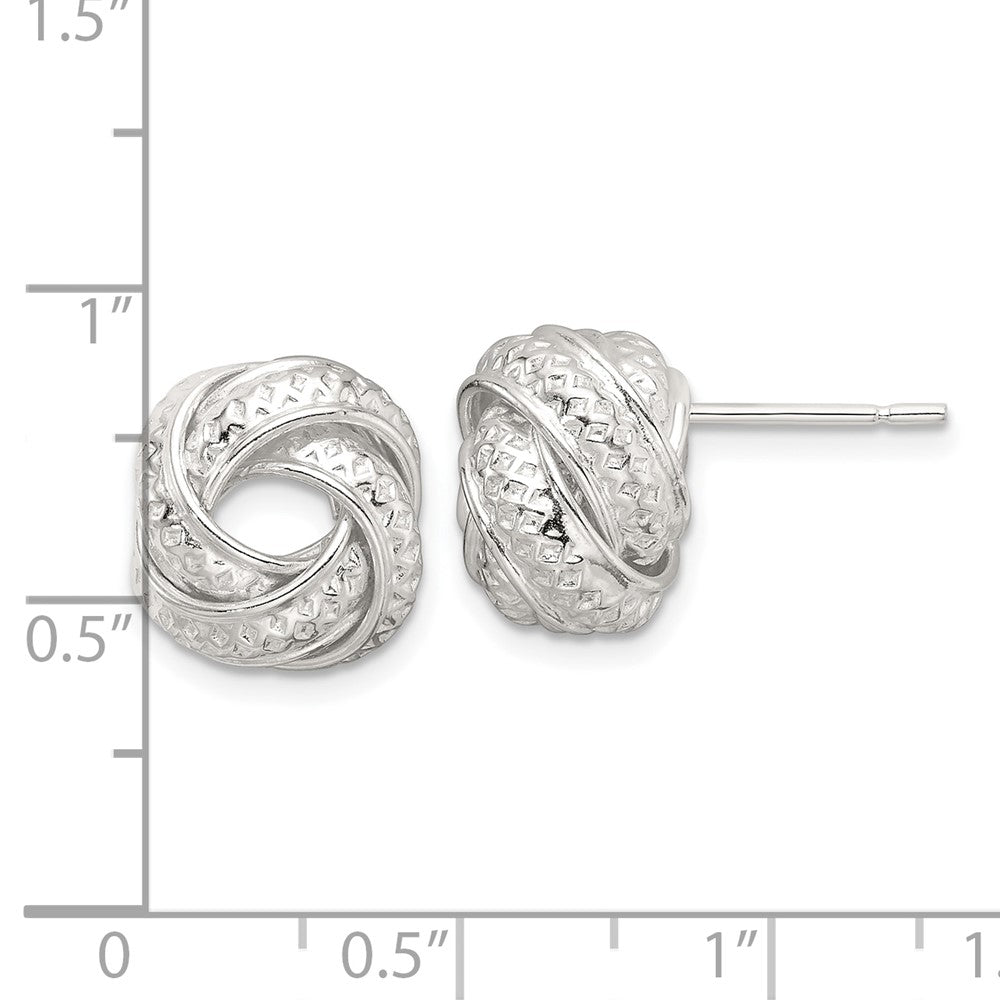 Sterlingsilber Poliert und Strukturiert Liebe Knoten Ohrstecker