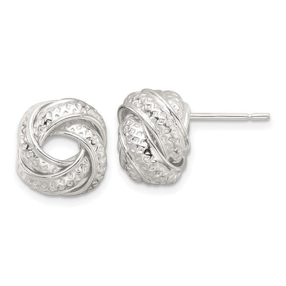 Sterlingsilber Poliert und Strukturiert Liebe Knoten Ohrstecker