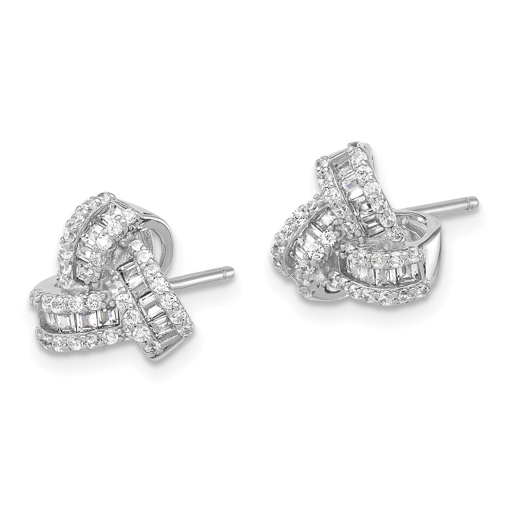 Sterlingsilber Rhodiniert Zirkonia Liebe Knoten Ohrstecker