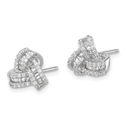 Sterlingsilber Rhodiniert Zirkonia Liebe Knoten Ohrstecker
