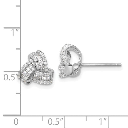 Sterlingsilber Rhodiniert Zirkonia Liebe Knoten Ohrstecker
