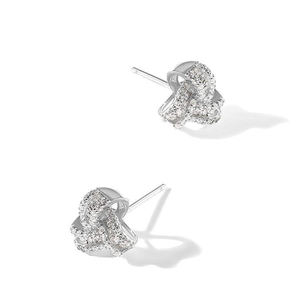 Sterlingsilber Rhodiniert Zirkonia Liebe Knoten Ohrstecker