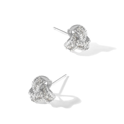 Sterlingsilber Rhodiniert Zirkonia Liebe Knoten Ohrstecker