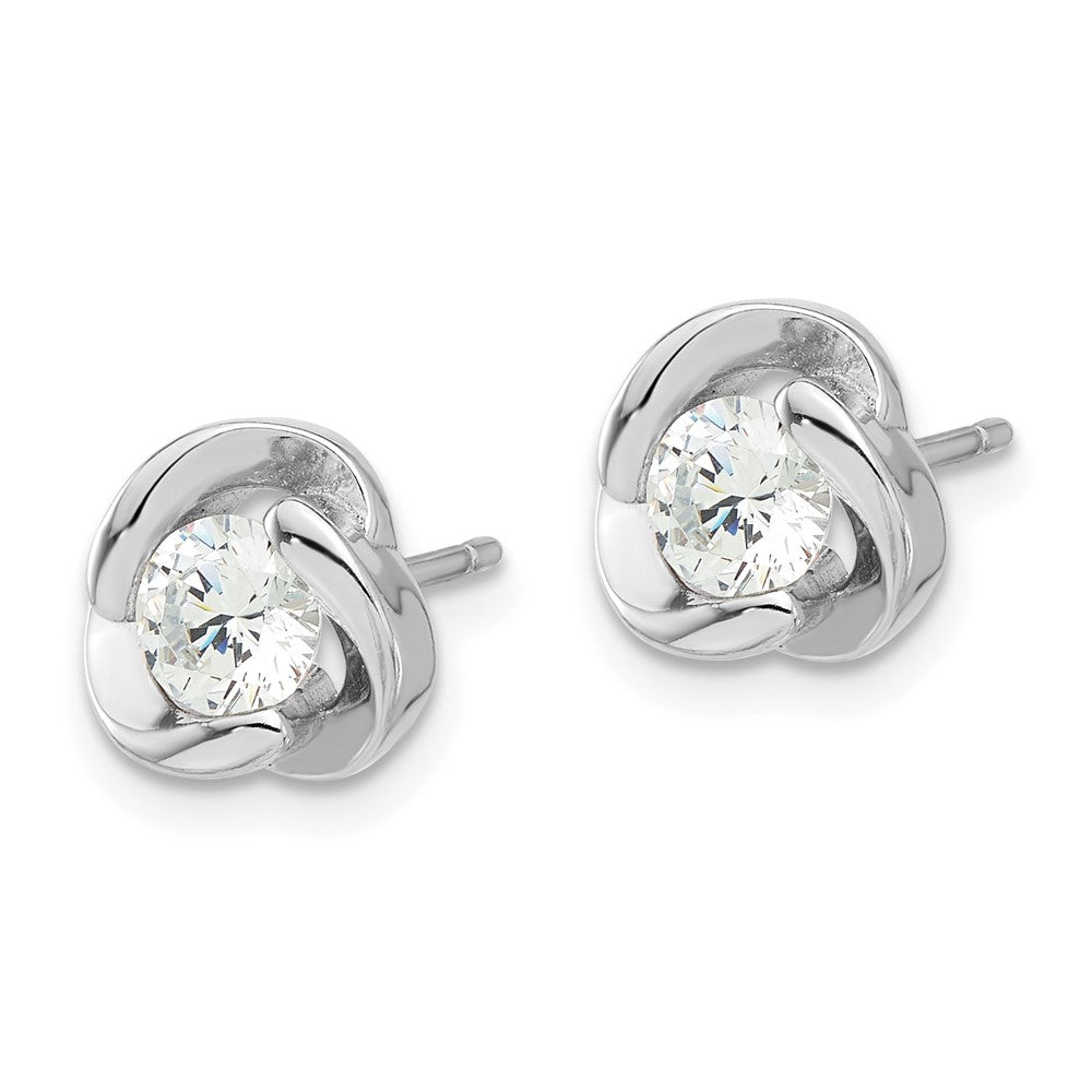 Sterlingsilber Rhodiniert mit Zirkonia Liebe Knoten Ohrstecker