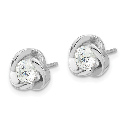 Sterlingsilber Rhodiniert mit Zirkonia Liebe Knoten Ohrstecker