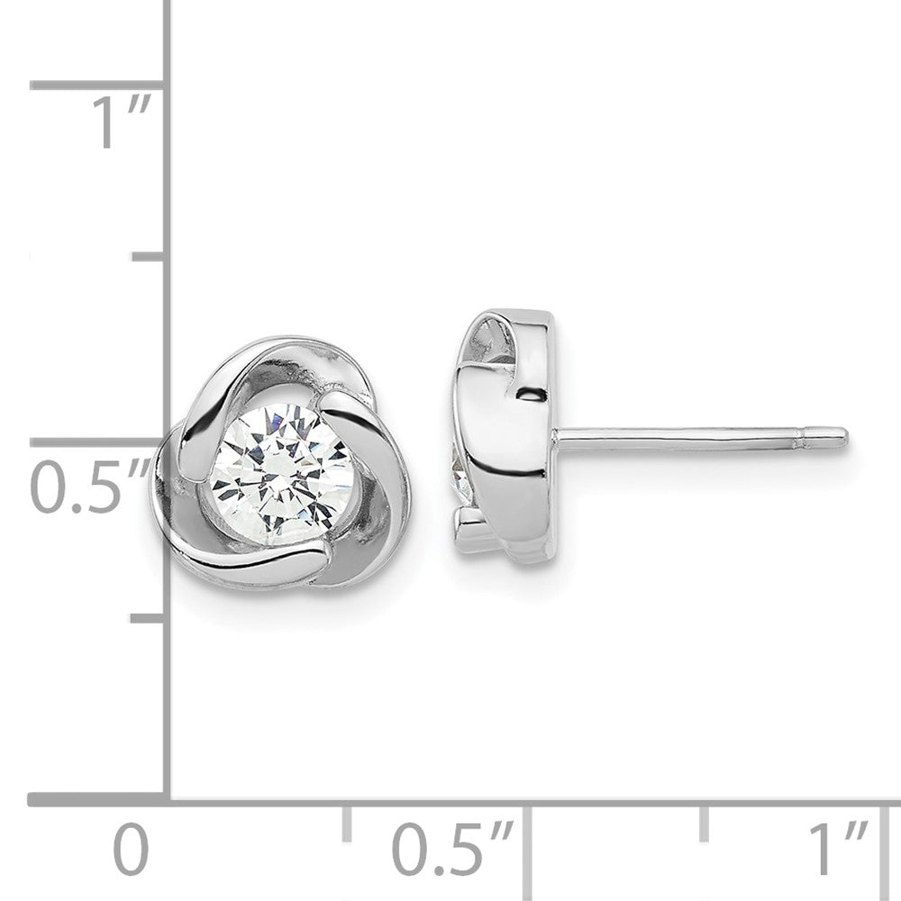 Sterlingsilber Rhodiniert mit Zirkonia Liebe Knoten Ohrstecker