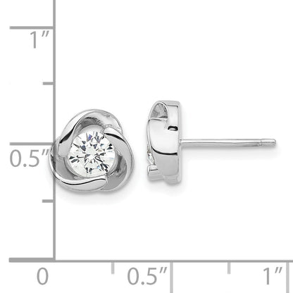 Sterlingsilber Rhodiniert mit Zirkonia Liebe Knoten Ohrstecker