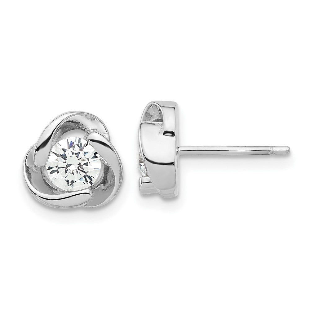 Sterlingsilber Rhodiniert mit Zirkonia Liebe Knoten Ohrstecker