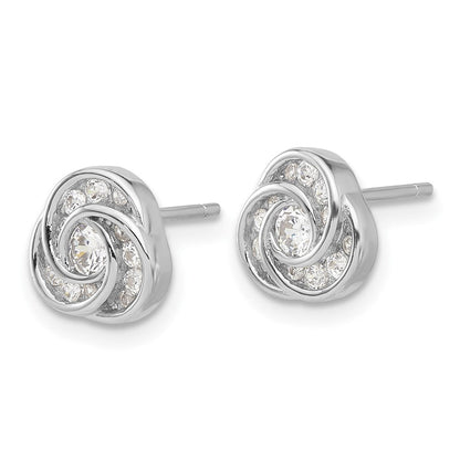 Sterlingsilber Rhodiniert mit Zirkonia Liebe Knoten Ohrstecker