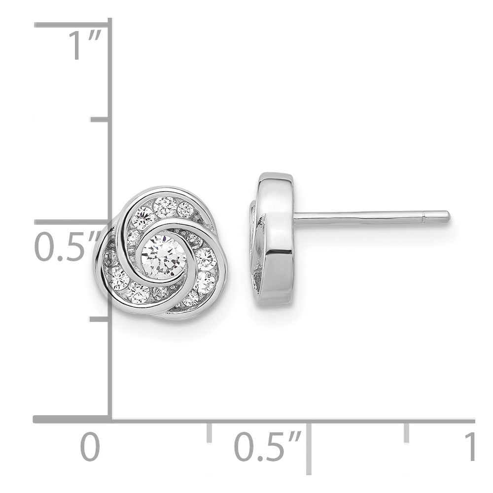 Sterlingsilber Rhodiniert mit Zirkonia Liebe Knoten Ohrstecker