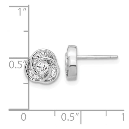 Sterlingsilber Rhodiniert mit Zirkonia Liebe Knoten Ohrstecker