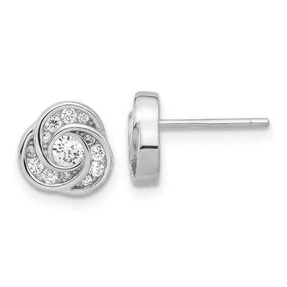 Sterlingsilber Rhodiniert mit Zirkonia Liebe Knoten Ohrstecker