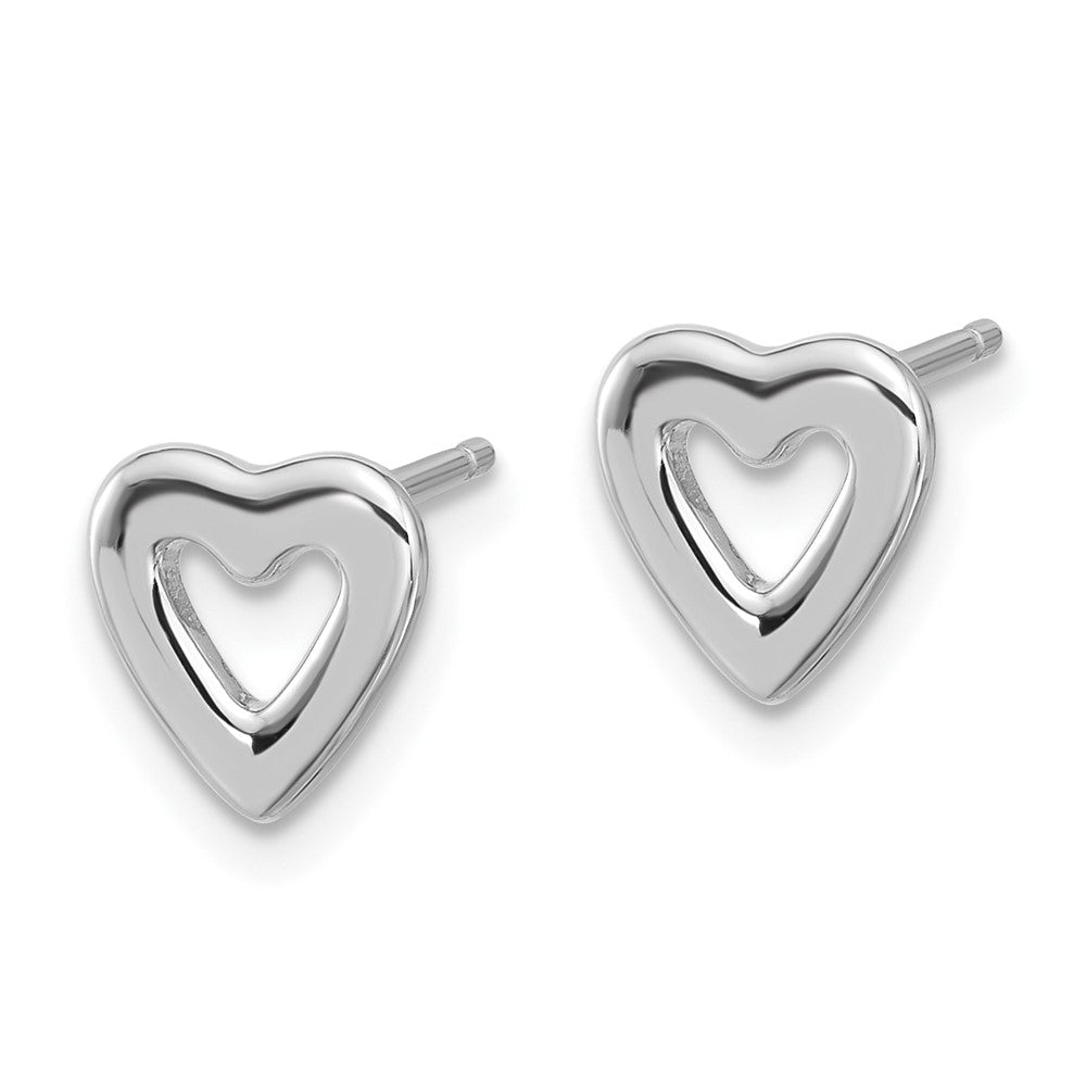 Sterlingsilber Rhodiniert Offen Herz Ohrstecker