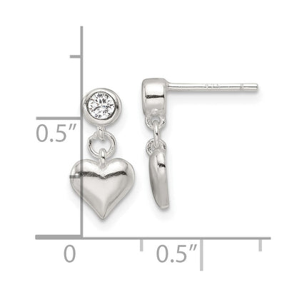 Sterlingsilber E-coating Zirkonia Herz Hängend Ohrstecker