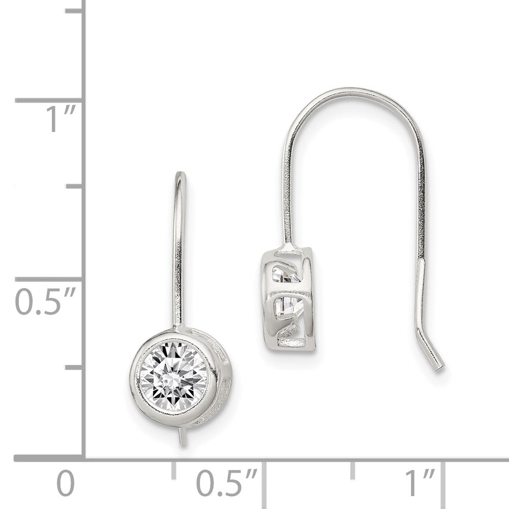 Sterlingsilber Poliert Rund Zirkonia Zargenfassung Ohrhänger