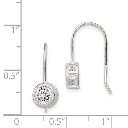 Sterlingsilber Poliert Rund Zirkonia Zargenfassung Ohrhänger