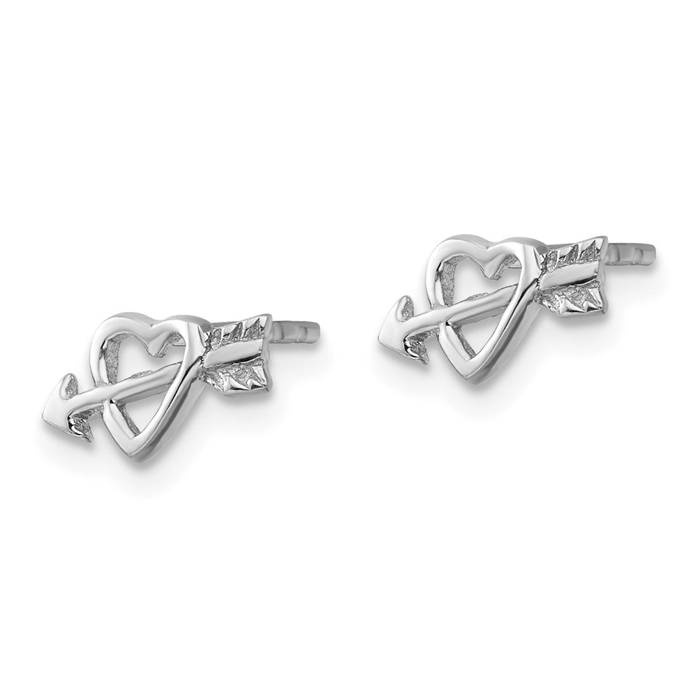 Sterlingsilber Rhodiniert Herz mit Pfeil Ohrstecker