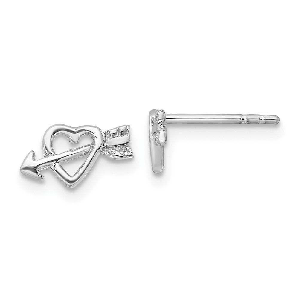 Sterlingsilber Rhodiniert Herz mit Pfeil Ohrstecker