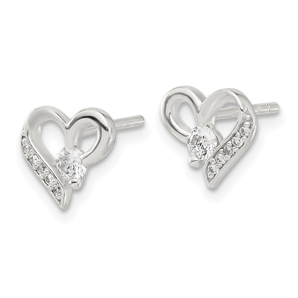 Sterlingsilber E-coated Zirkonia Herz Ohrstecker