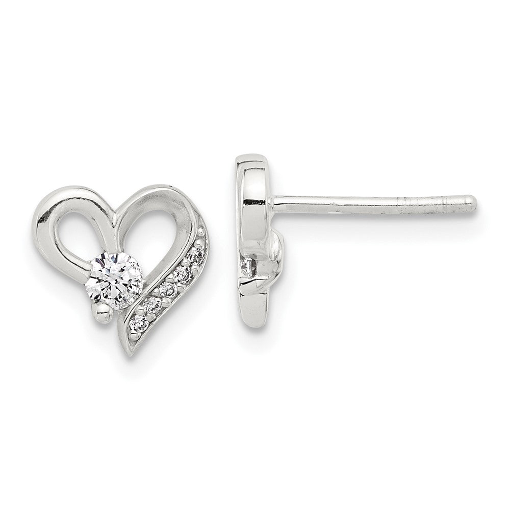Sterlingsilber E-coated Zirkonia Herz Ohrstecker