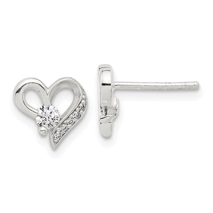 Sterlingsilber E-coated Zirkonia Herz Ohrstecker
