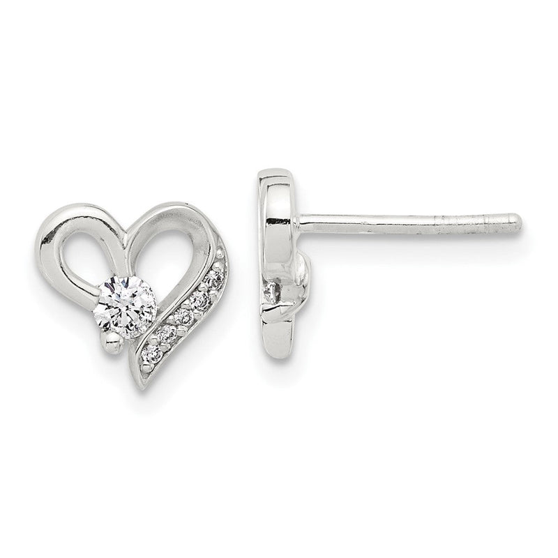 Sterlingsilber E-coated Zirkonia Herz Ohrstecker