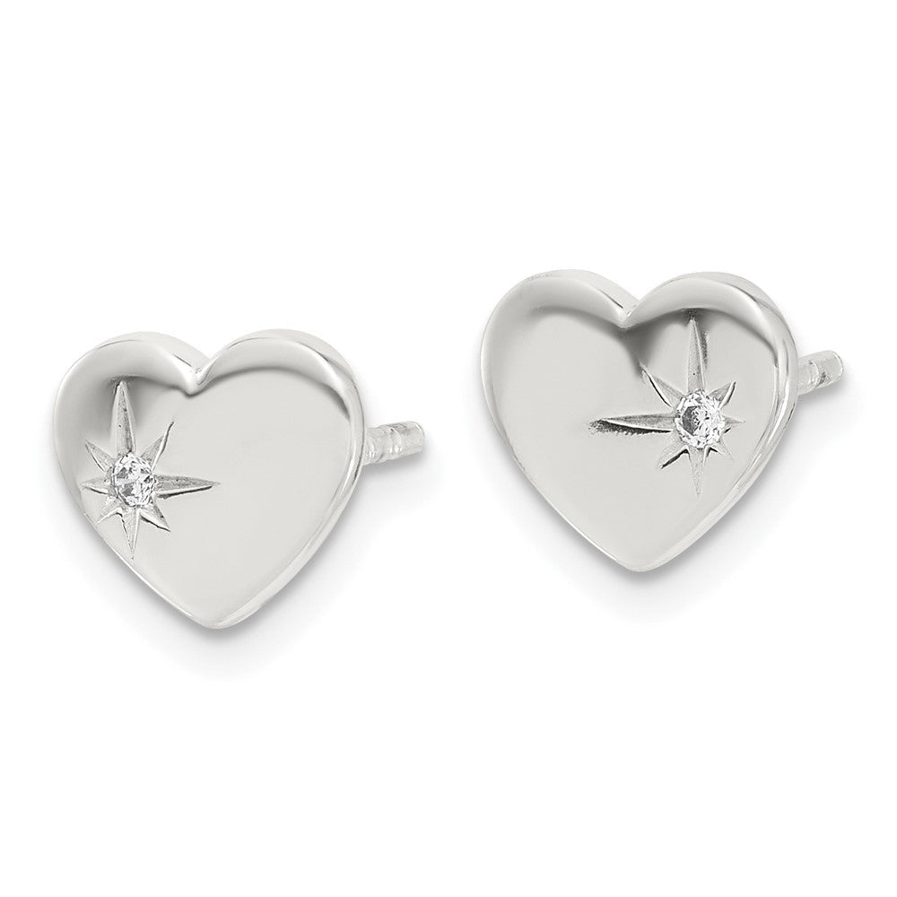 Sterlingsilber E-coated mit Zirkonia Herz Ohrstecker