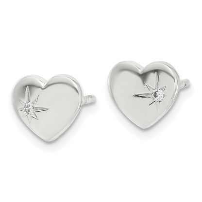 Sterlingsilber E-coated mit Zirkonia Herz Ohrstecker