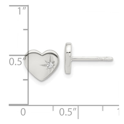 Sterlingsilber E-coated mit Zirkonia Herz Ohrstecker