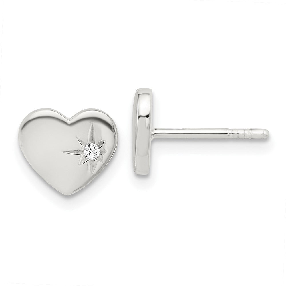 Sterlingsilber E-coated mit Zirkonia Herz Ohrstecker