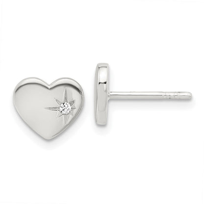 Sterlingsilber E-coated mit Zirkonia Herz Ohrstecker