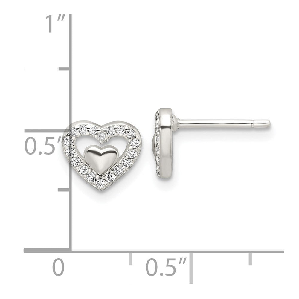 Sterlingsilber E-coating Zirkonia Herz in A Herz Ohrringe