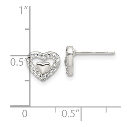 Sterlingsilber E-coating Zirkonia Herz in A Herz Ohrringe