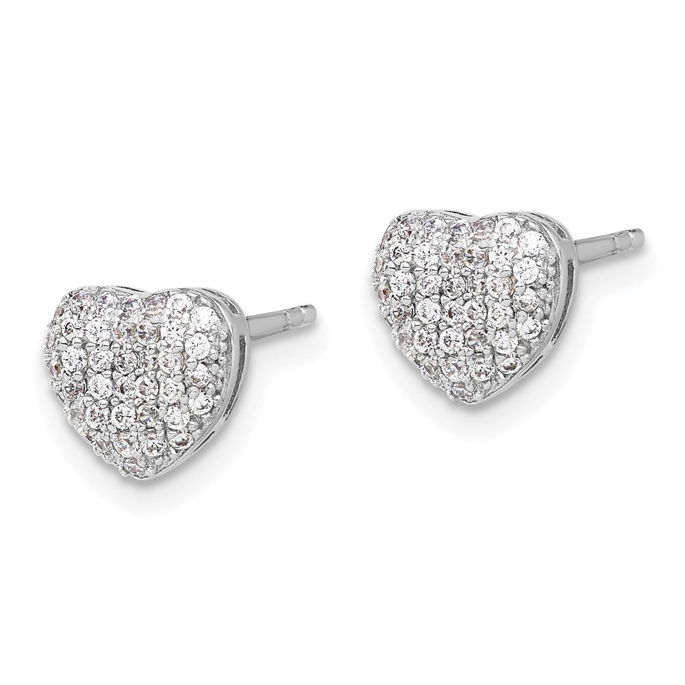 Sterlingsilber Rhodiniert Pavé Zirkonia Herz Ohrstecker