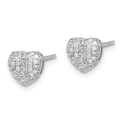 Sterlingsilber Rhodiniert Pavé Zirkonia Herz Ohrstecker