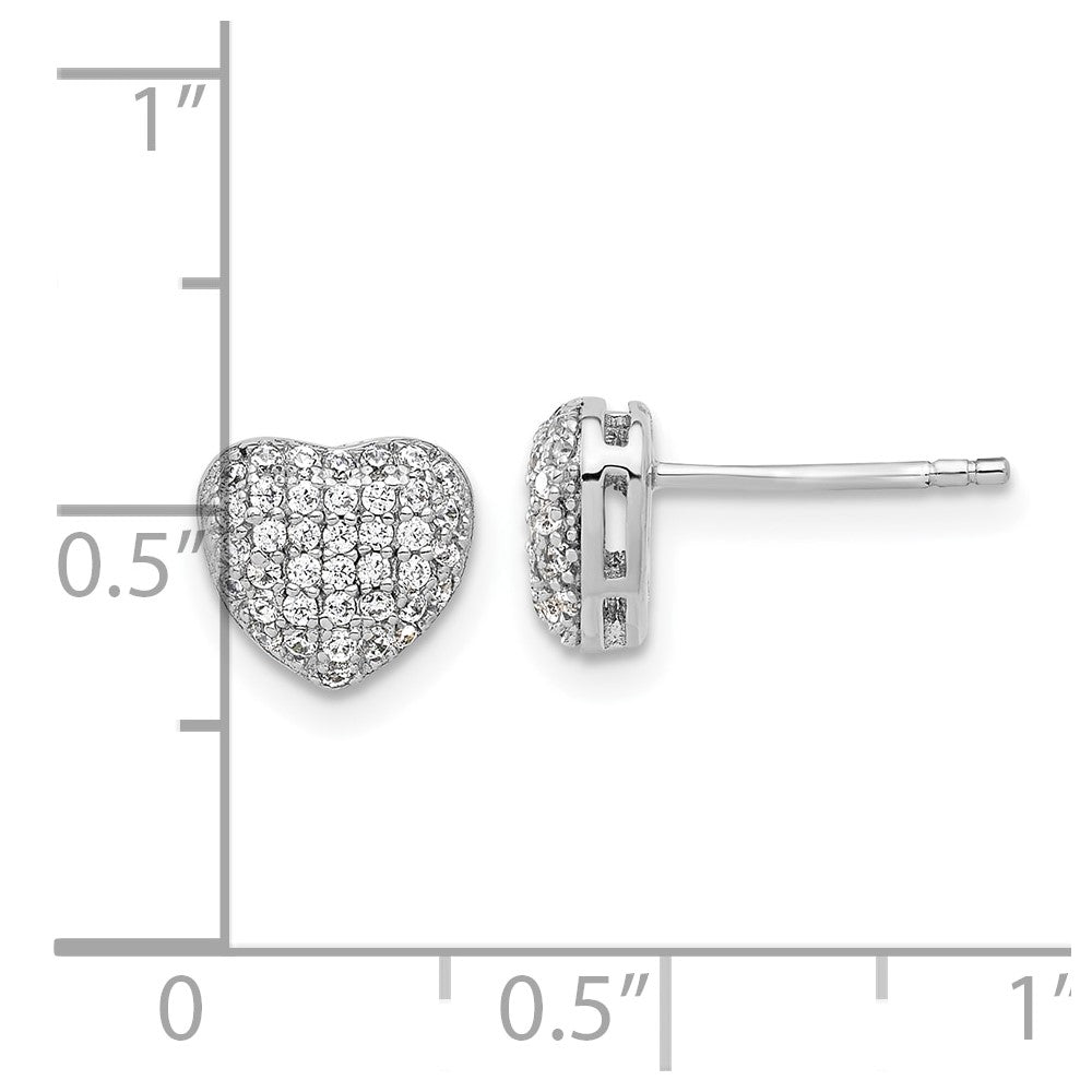 Sterlingsilber Rhodiniert Pavé Zirkonia Herz Ohrstecker