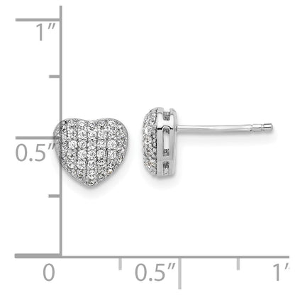 Sterlingsilber Rhodiniert Pavé Zirkonia Herz Ohrstecker