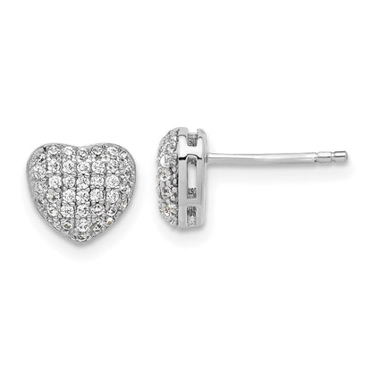 Sterlingsilber Rhodiniert Pavé Zirkonia Herz Ohrstecker