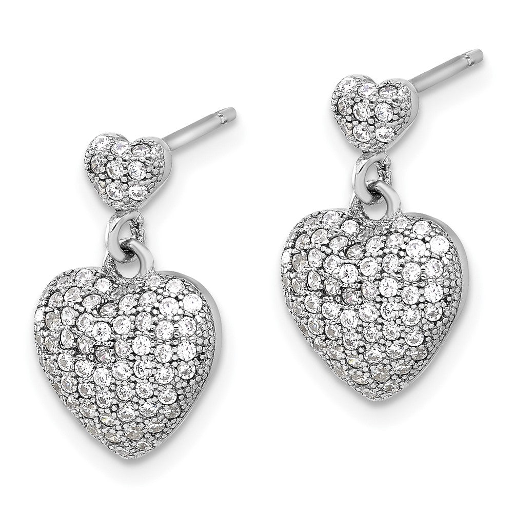 Sterlingsilber Rhodiniert Pavé Zirkonia Herz Hängend Ohrstecker
