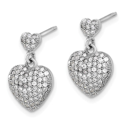 Sterlingsilber Rhodiniert Pavé Zirkonia Herz Hängend Ohrstecker