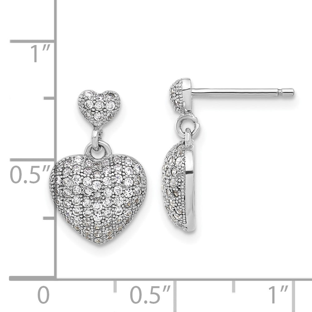 Sterlingsilber Rhodiniert Pavé Zirkonia Herz Hängend Ohrstecker