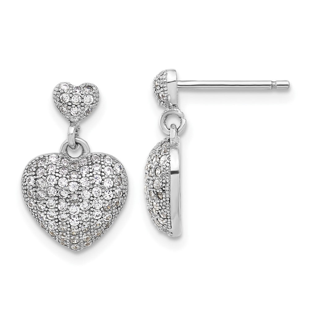 Sterlingsilber Rhodiniert Pavé Zirkonia Herz Hängend Ohrstecker