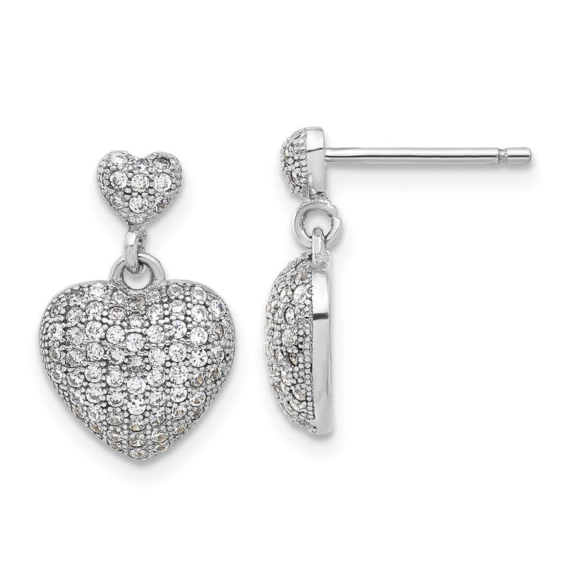 Sterlingsilber Rhodiniert Pavé Zirkonia Herz Hängend Ohrstecker