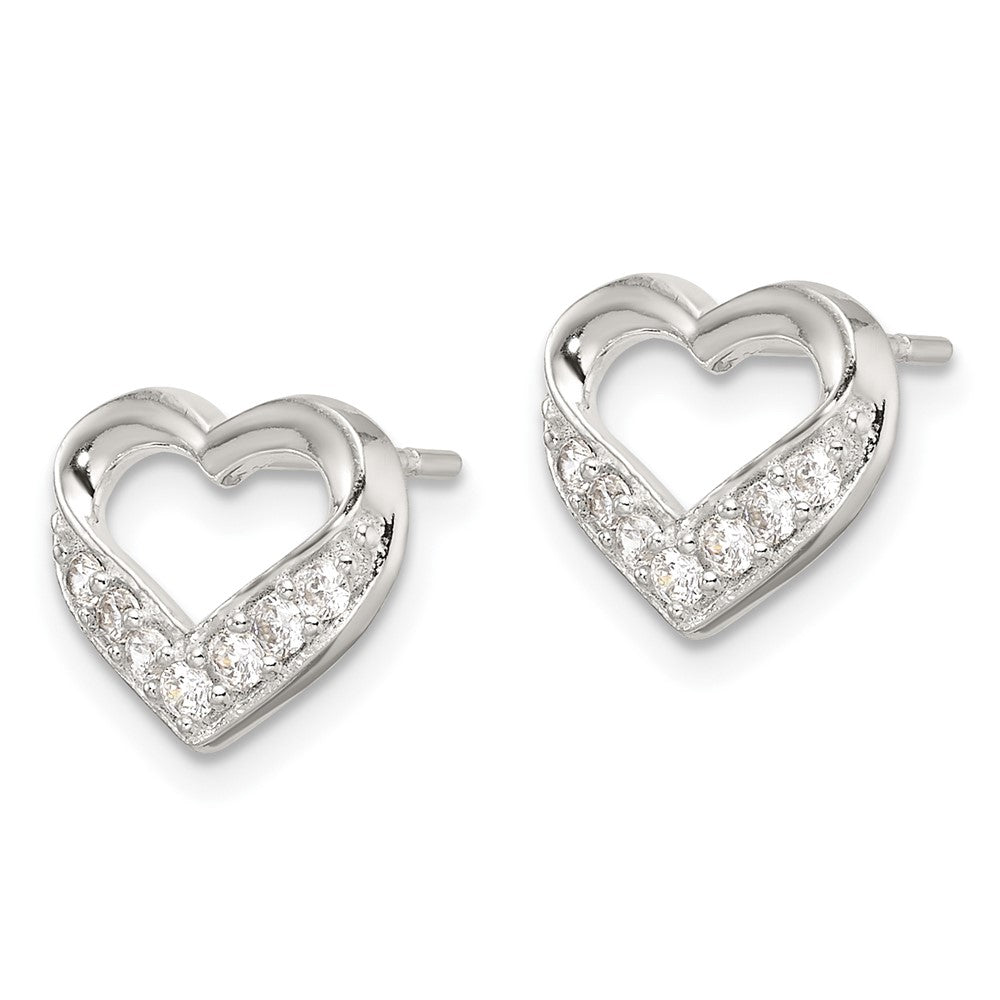 Sterlingsilber Poliert Zirkonia Herz Ohrstecker