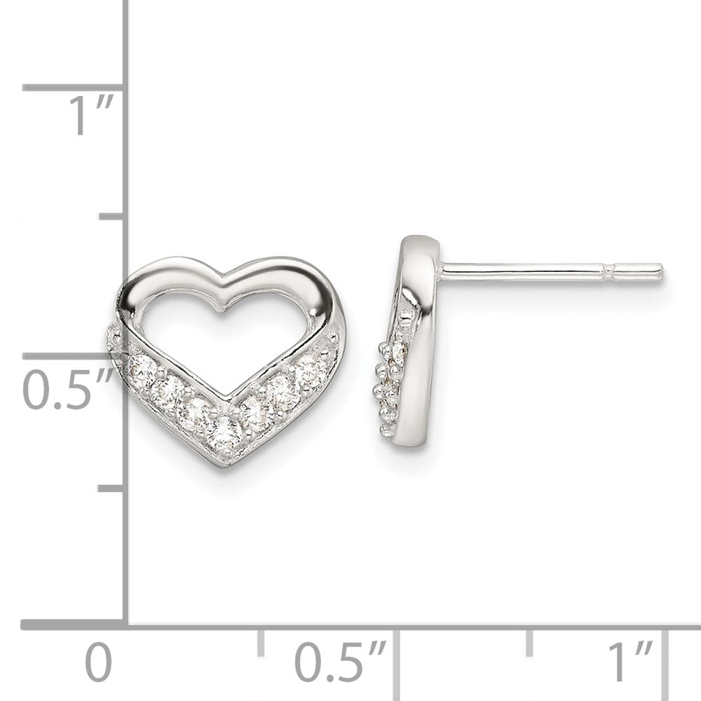 Sterlingsilber Poliert Zirkonia Herz Ohrstecker