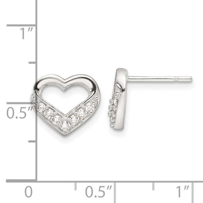 Sterlingsilber Poliert Zirkonia Herz Ohrstecker