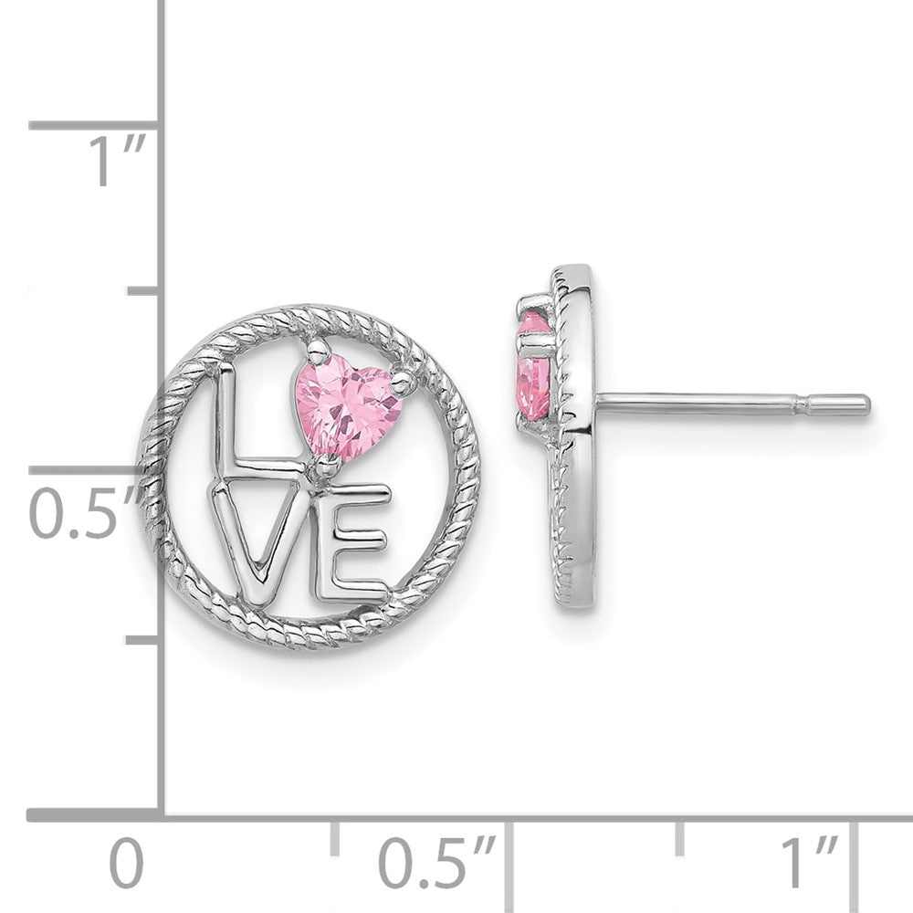 Sterlingsilber Rhodiniert Liebe Rosa Zirkonia Ohrstecker