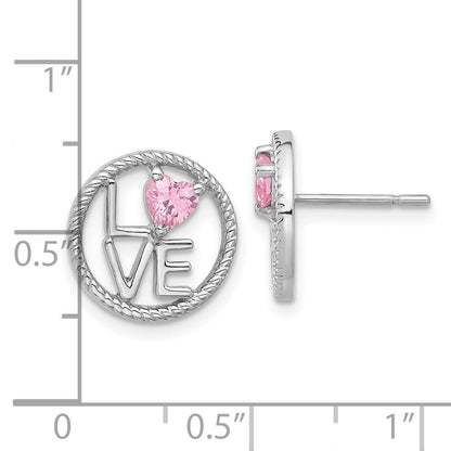 Sterlingsilber Rhodiniert Liebe Rosa Zirkonia Ohrstecker