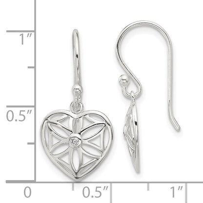 Sterlingsilber E-coated mit Zirkonia Herz Hirte Haken Ohrhänger