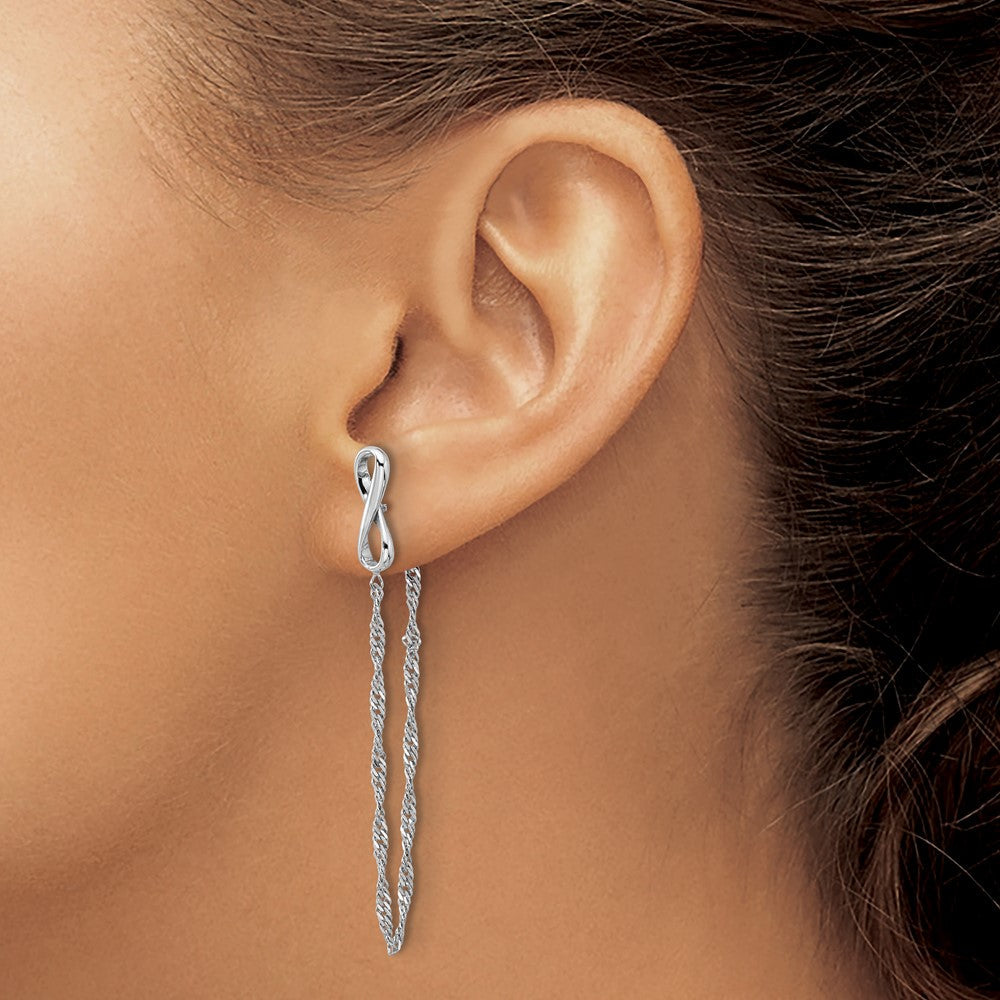 Sterlingsilber Rhodiniert Unendlichkeit mit Gedreht Kette Ohrstecker